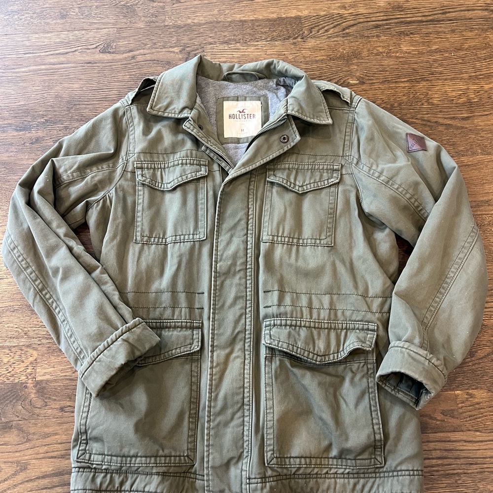 Vintage Hollister Men's Olive Green Jacket